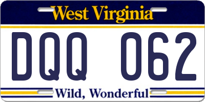 WV license plate DQQ062