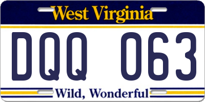 WV license plate DQQ063
