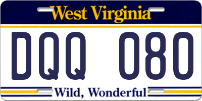 WV license plate DQQ080