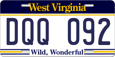 WV license plate DQQ092
