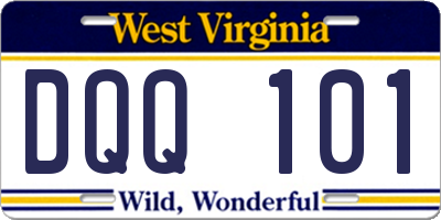 WV license plate DQQ101