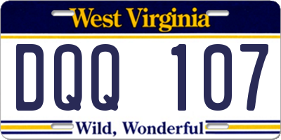 WV license plate DQQ107