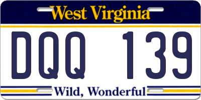 WV license plate DQQ139