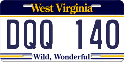 WV license plate DQQ140