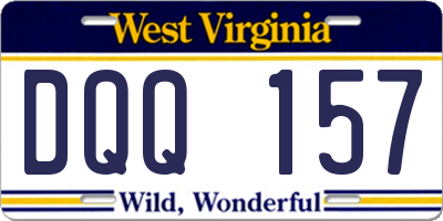 WV license plate DQQ157