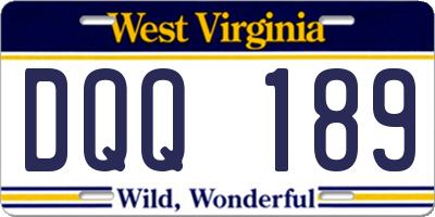 WV license plate DQQ189