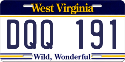 WV license plate DQQ191