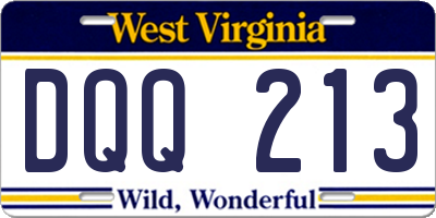 WV license plate DQQ213