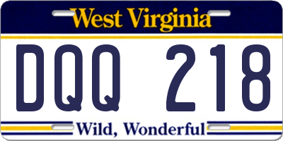 WV license plate DQQ218