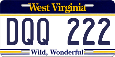 WV license plate DQQ222