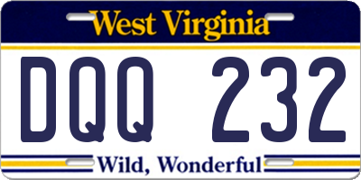 WV license plate DQQ232