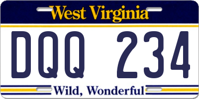 WV license plate DQQ234