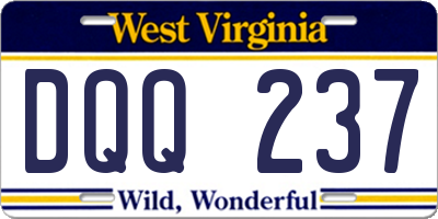 WV license plate DQQ237