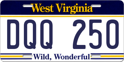 WV license plate DQQ250