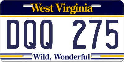 WV license plate DQQ275