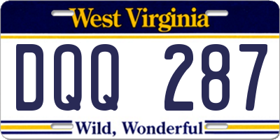 WV license plate DQQ287