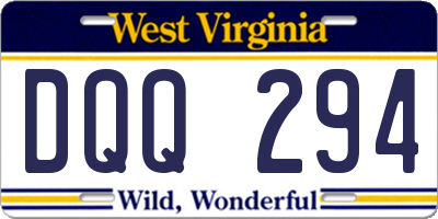 WV license plate DQQ294