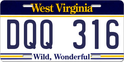 WV license plate DQQ316