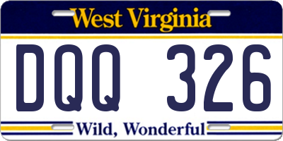 WV license plate DQQ326