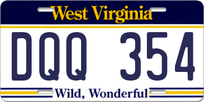 WV license plate DQQ354