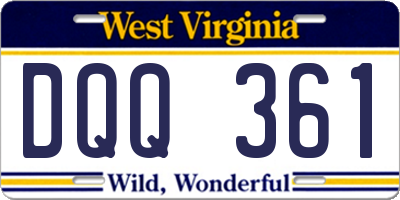 WV license plate DQQ361