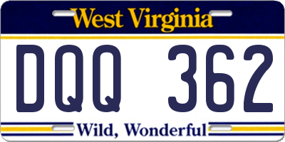 WV license plate DQQ362