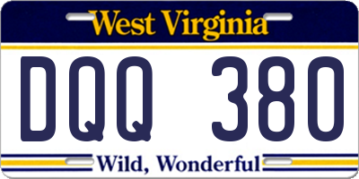 WV license plate DQQ380