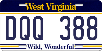 WV license plate DQQ388