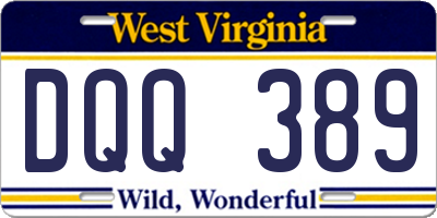 WV license plate DQQ389