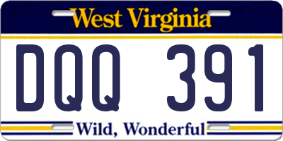 WV license plate DQQ391