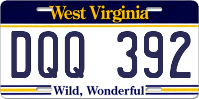 WV license plate DQQ392