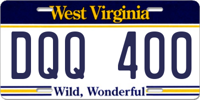 WV license plate DQQ400