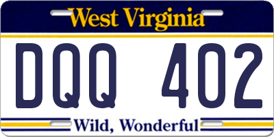 WV license plate DQQ402
