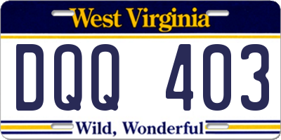 WV license plate DQQ403