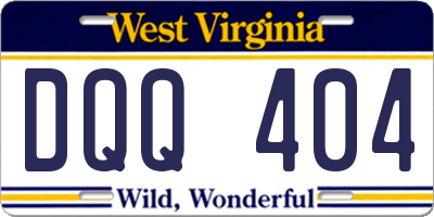 WV license plate DQQ404