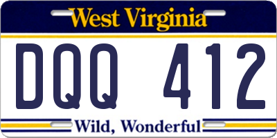 WV license plate DQQ412