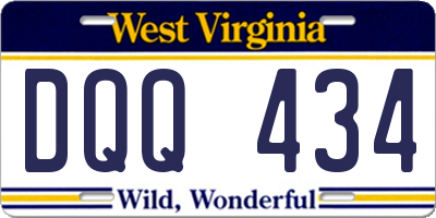 WV license plate DQQ434