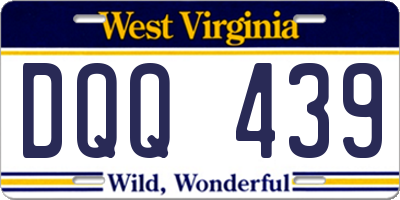 WV license plate DQQ439