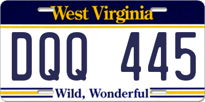 WV license plate DQQ445
