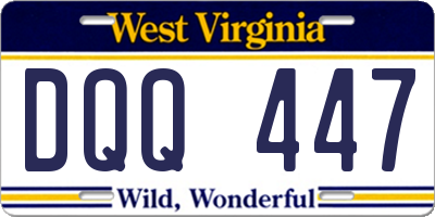 WV license plate DQQ447