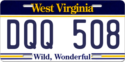WV license plate DQQ508
