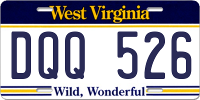 WV license plate DQQ526