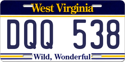 WV license plate DQQ538