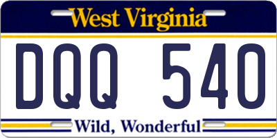 WV license plate DQQ540