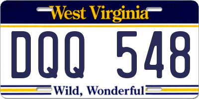 WV license plate DQQ548