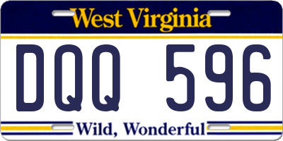 WV license plate DQQ596