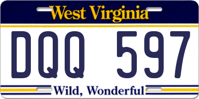 WV license plate DQQ597
