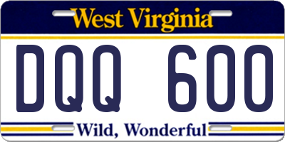 WV license plate DQQ600