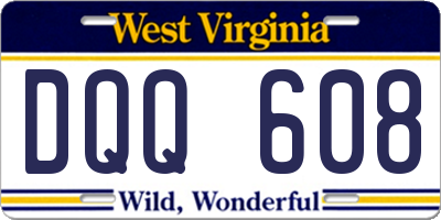WV license plate DQQ608