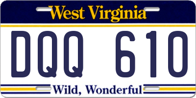 WV license plate DQQ610